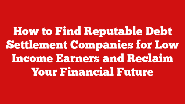 How to Find Reputable Debt Settlement Companies for Low Income Earners and Reclaim Your Financial Future